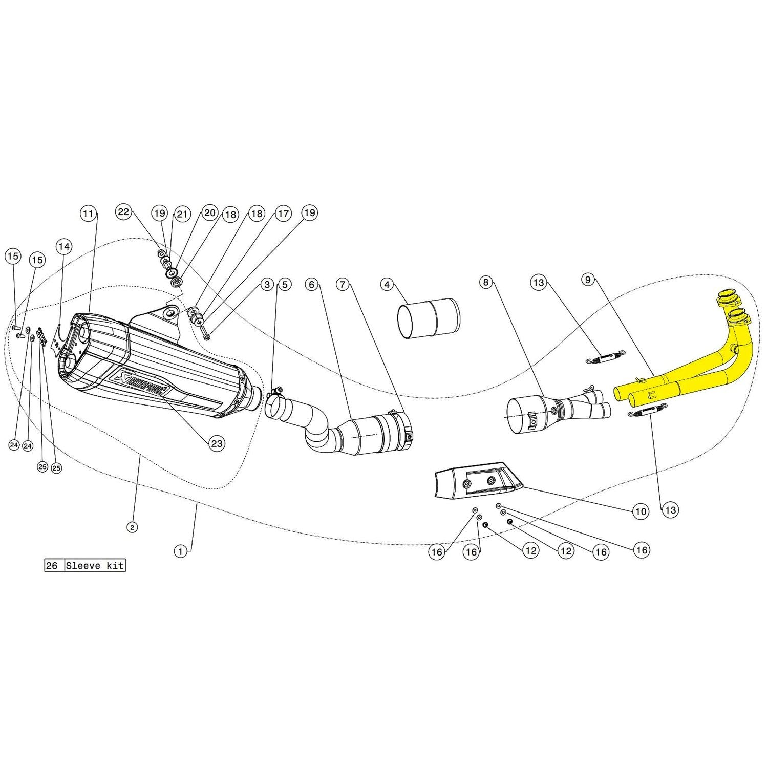 Akrapovic Stainless Steel Exhaust Header Pipe For Yamaha XP 530 T-Max ABS T-Max DX 2017-2019